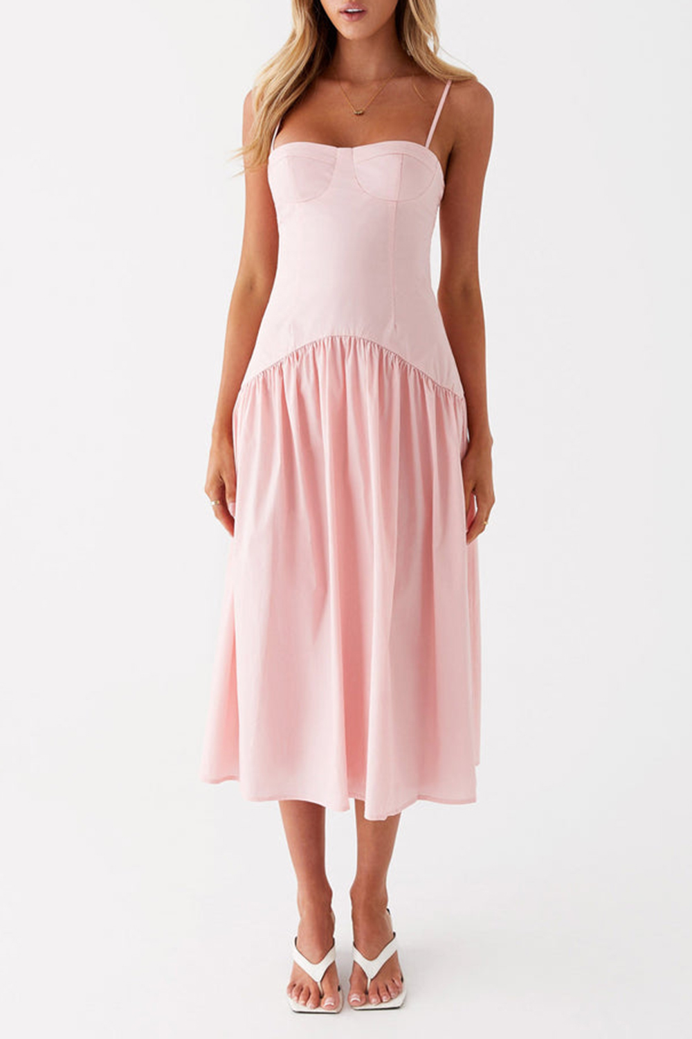 Yvette Corset Midi Dress - Pink