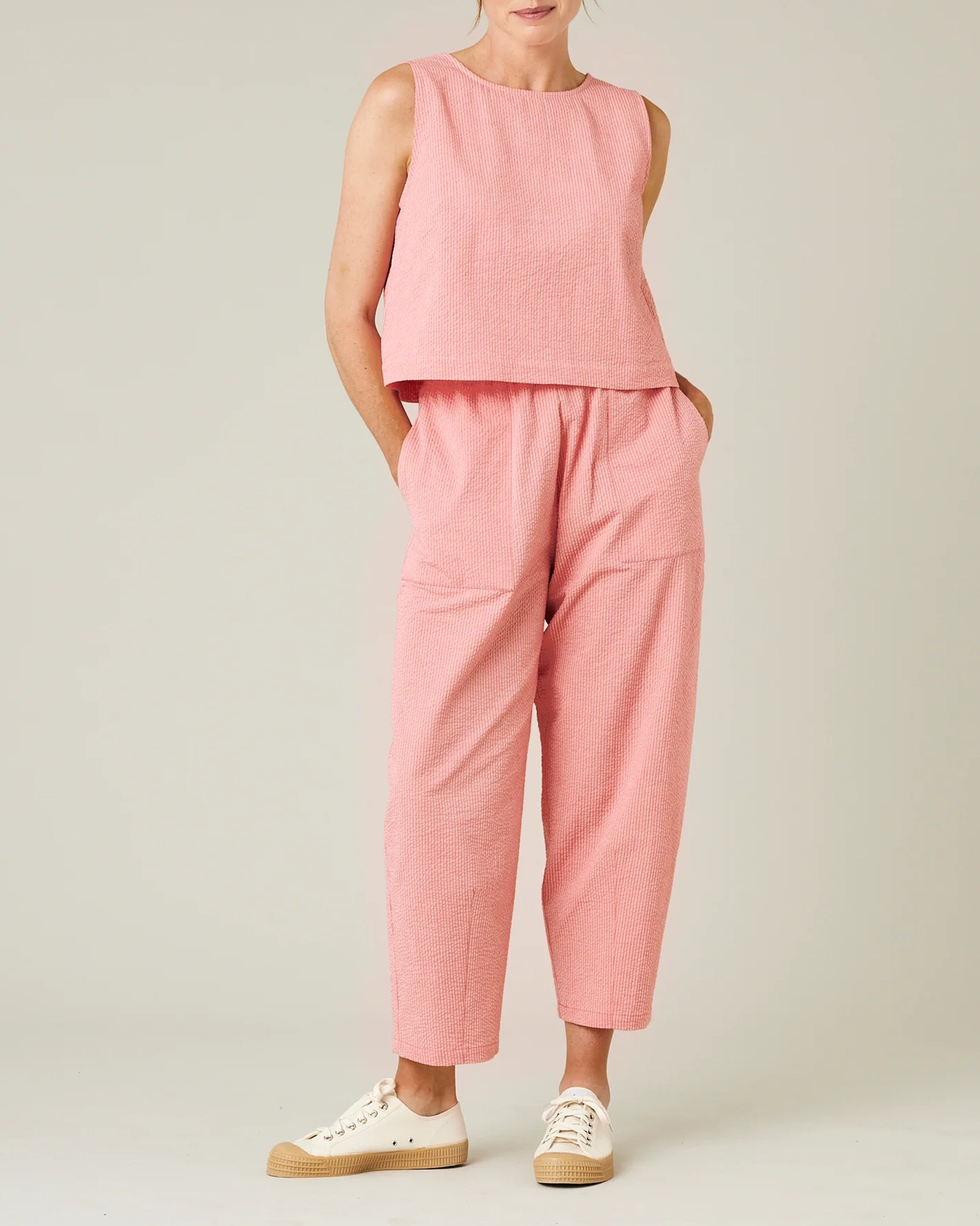 CORAL SEERSUCKER TROUSERS