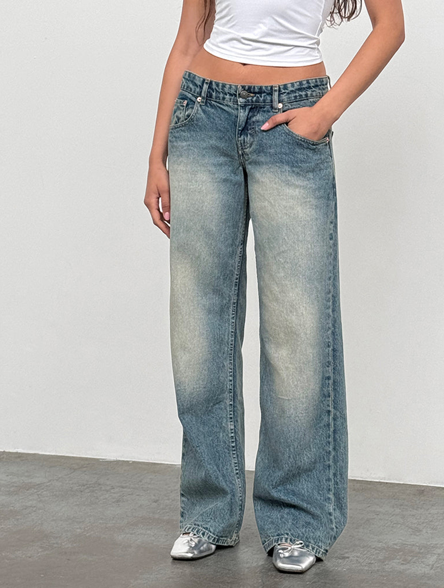 Dirty Blue Low Rise Parallel Jeans