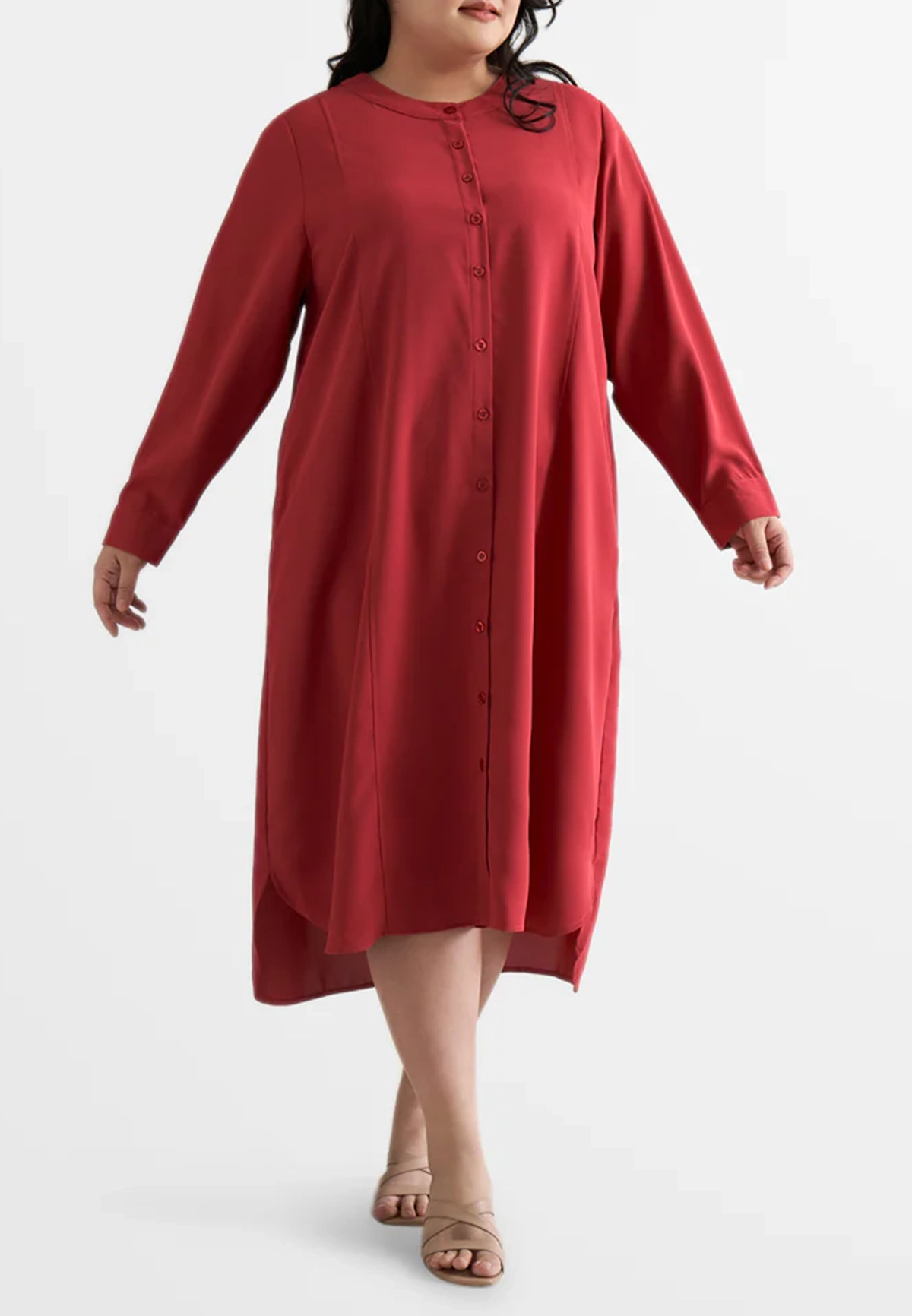 Long-sleeved mid-length loose dress