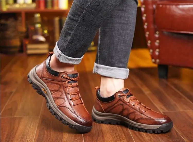 Now 48% Discount -Men's Casual Leather Good Arch Support & Non-slip Outdoor Breathable Walking Shoes