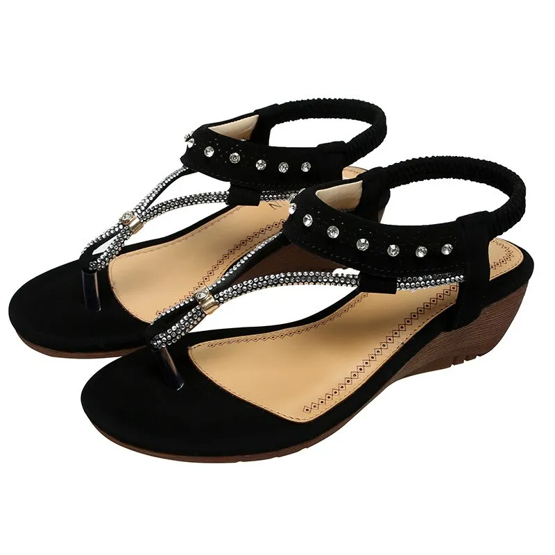 Cilool Fashion Summer Shoes Woman Slip On Fashion Wedge Sandals