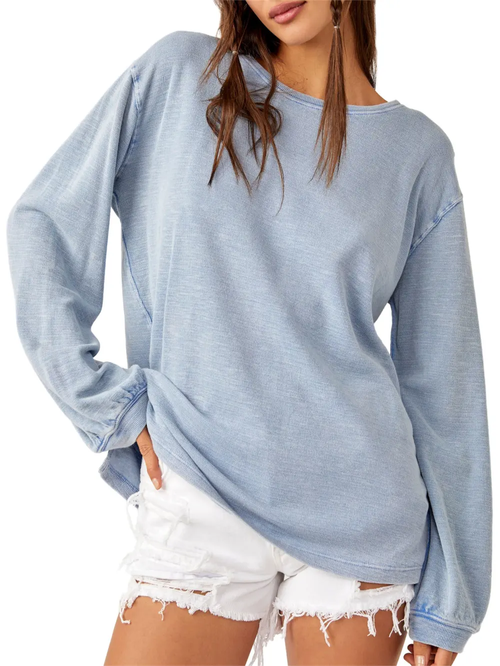 Long Sleeve Cotton Blend Top