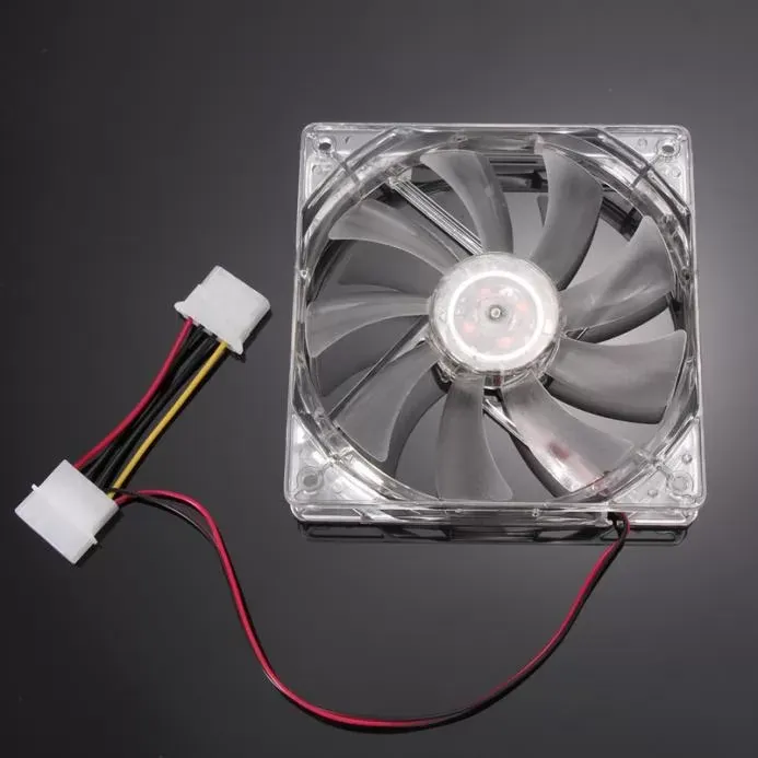 Blue Colorful Red Green Quad 4-LED Light Neon Clear 120mm PC Computer Case Cooling Fan Moddrop Shipping