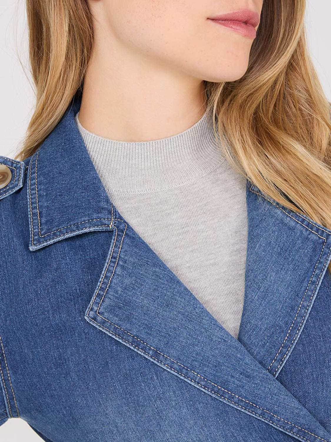 Double-Breasted Denim Trench Coat