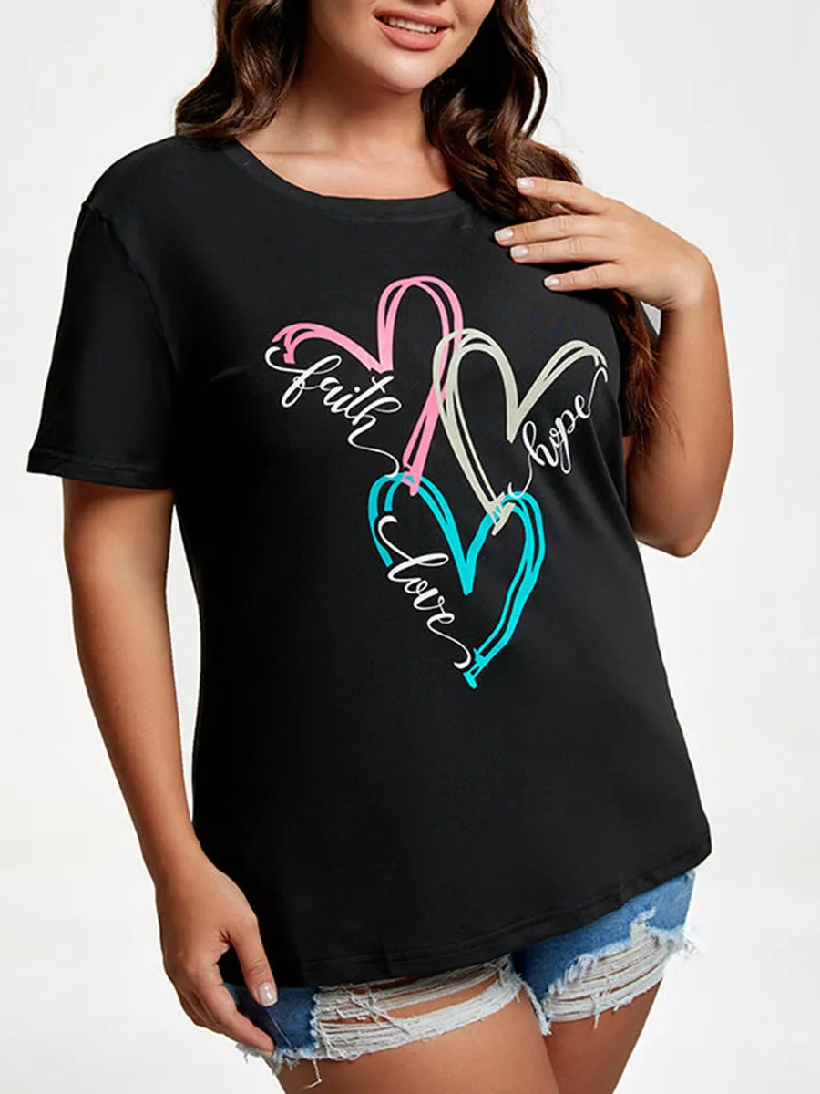 Plus Faith Hope Love Heart Graphic Tee