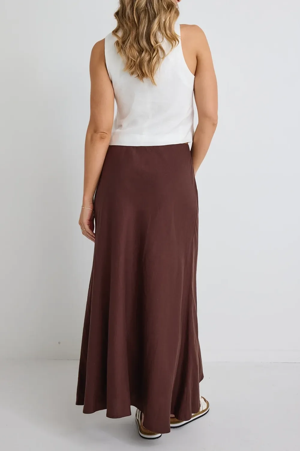 Lagos Chocolate Floaty Bias Cut Maxi Skirt