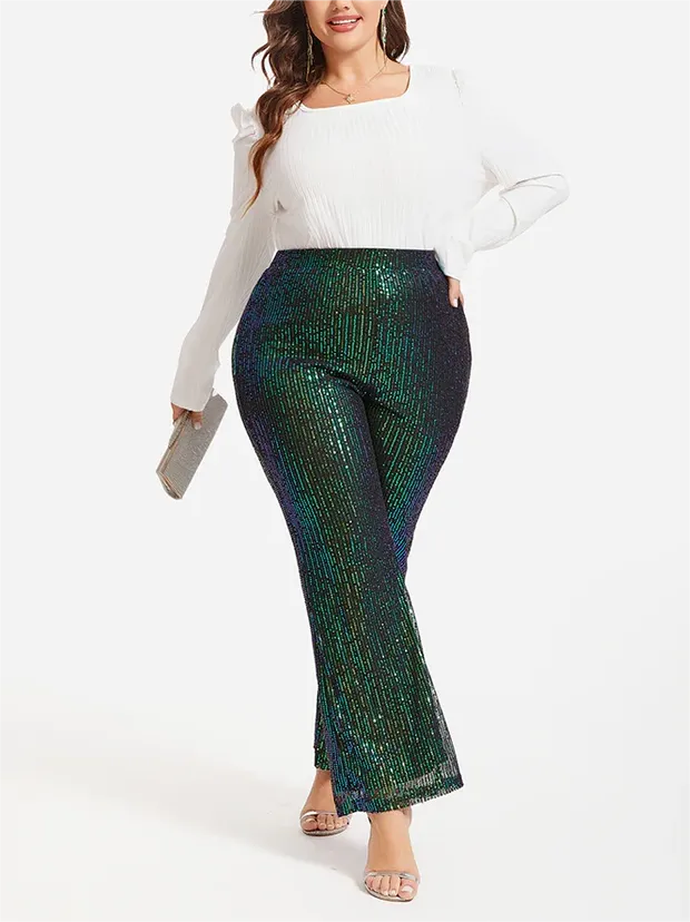 Sequin Flare Leg Pants