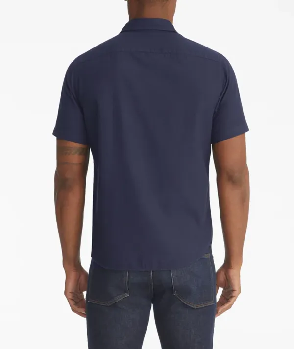 Dark Blue Tight-Fitting Men's Style Blouse