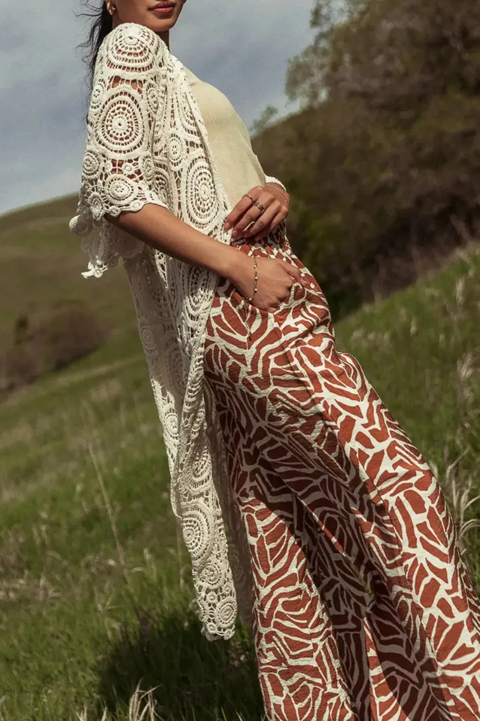 RINA CROCHETED KIMONO IN IVORY