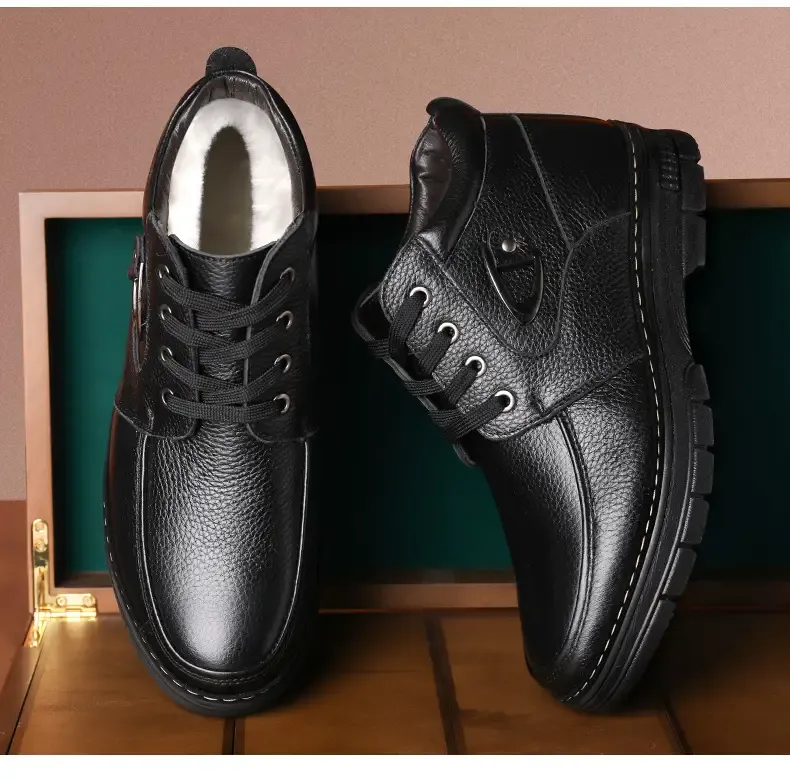 🔥On This Week Sale 70% OFF🔥 Men's Leather Thermal Winter Shoes Boots Lace-ups, Casual Walking Shoes