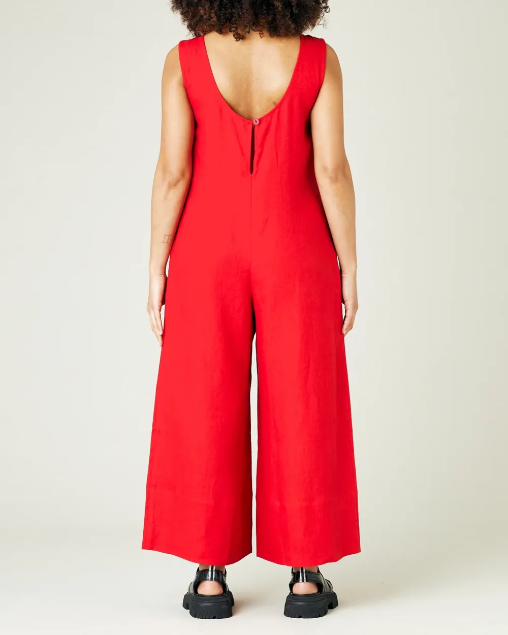 RED LINEN JUMPSUIT