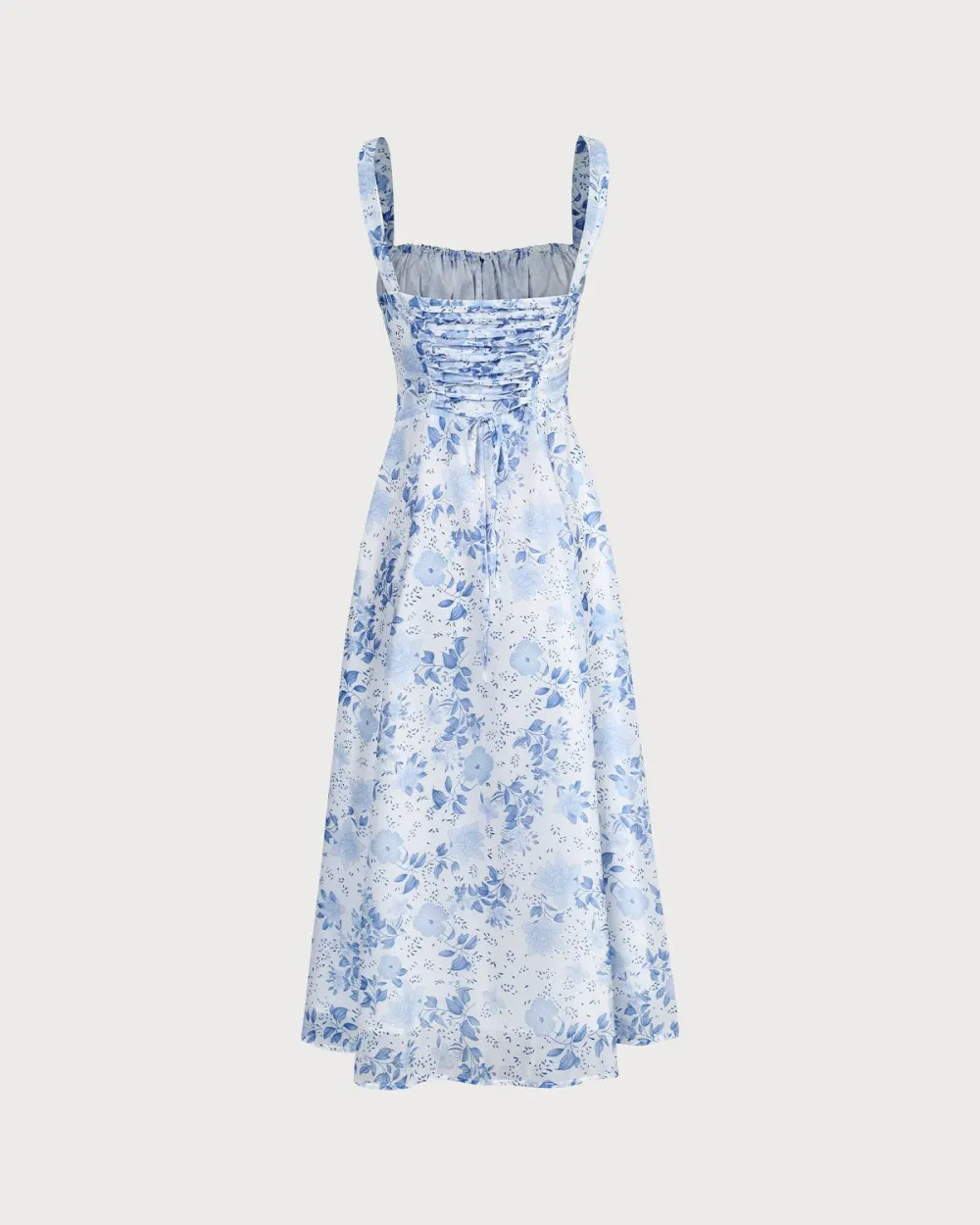 Sky blue fresh long suspender dress