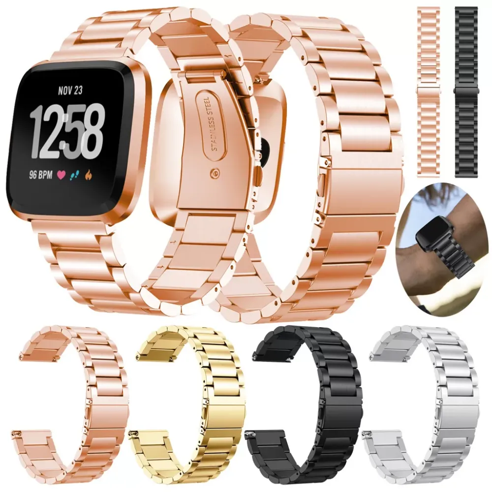 Stainless Steel Strap Wrist Band Bracelet Replacement For Fitbit Versa Lite Quick Release SmartWatch Fashion Accessories