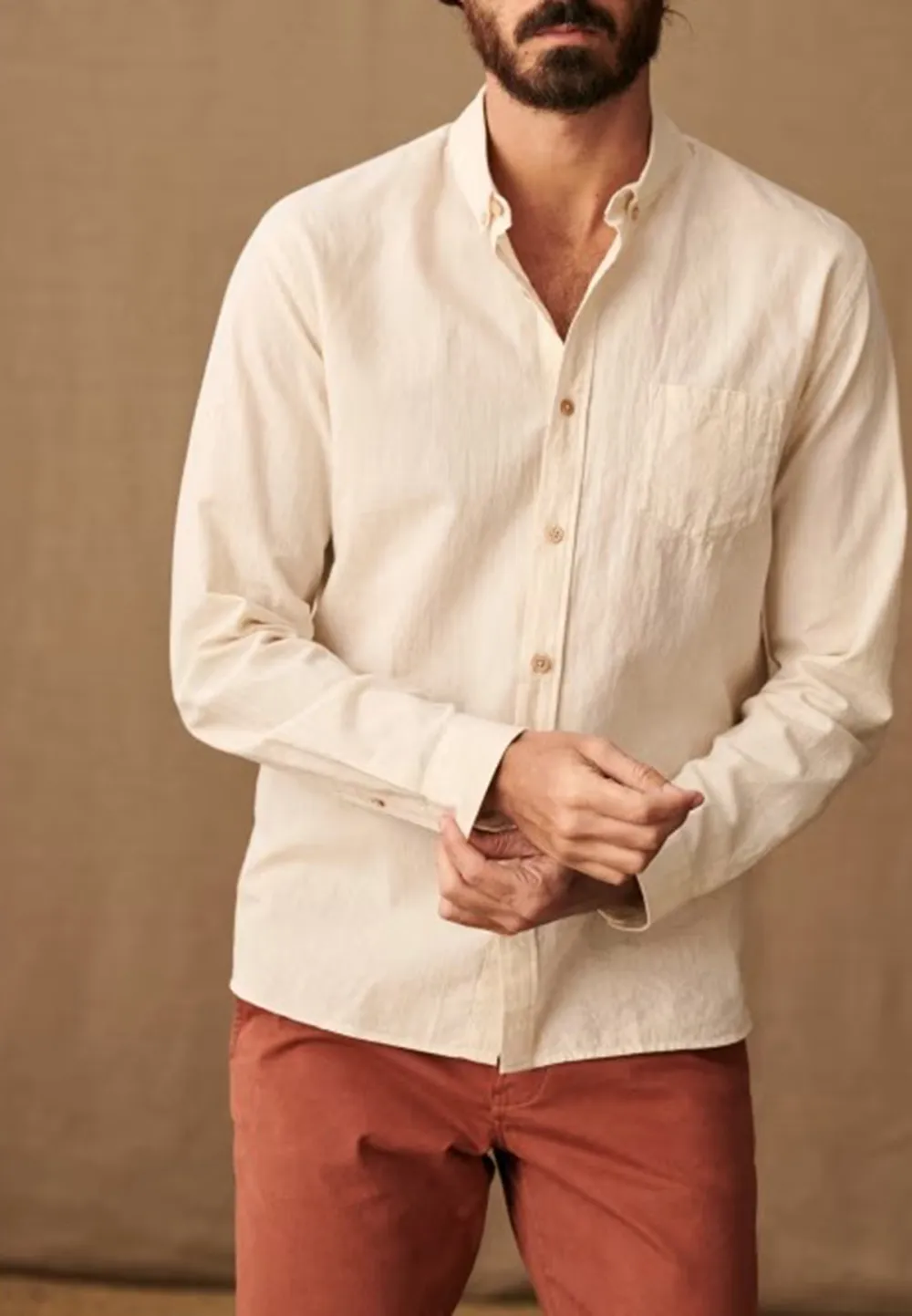 Cotton Linen Charlie Shirt-Beige