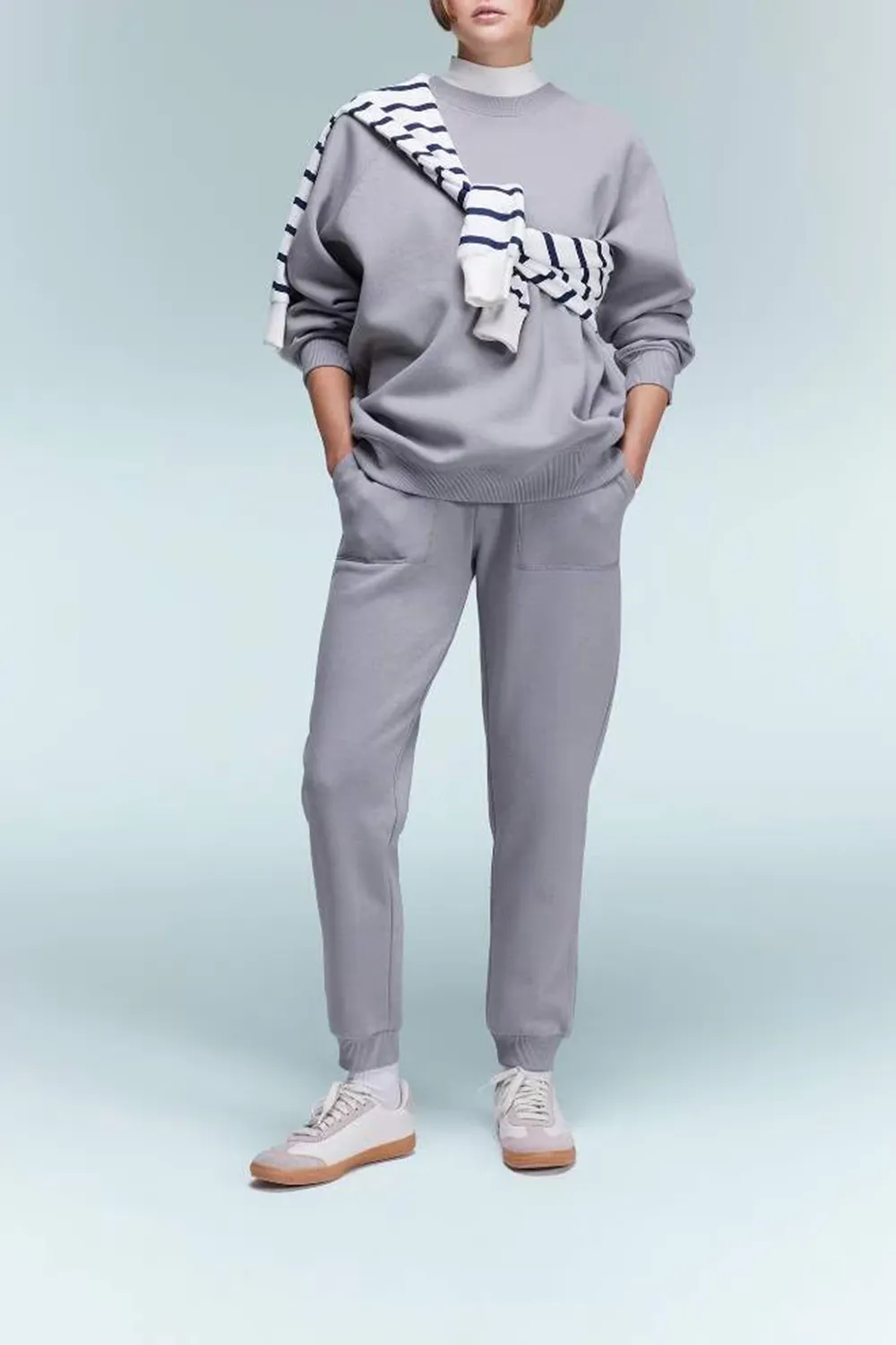 Jogger High Waist Thick Sweatshirt Fabric Trousers