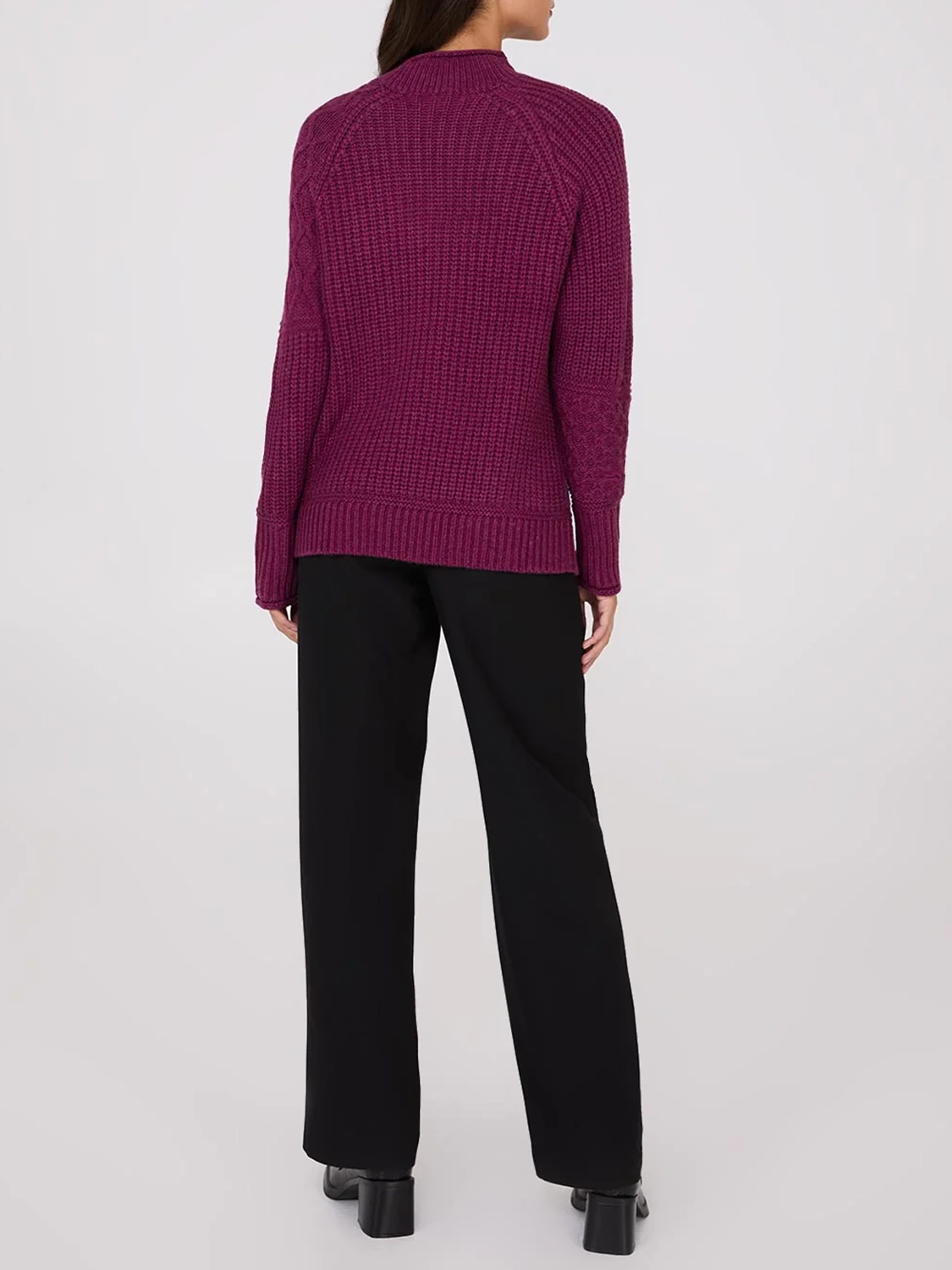 Multi Cable Knit Mock Neck Sweater