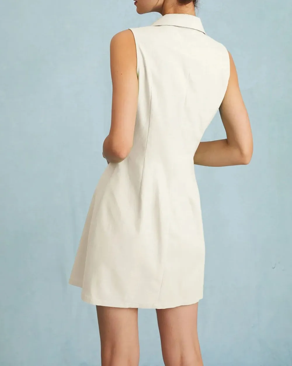 White button cotton and linen dress