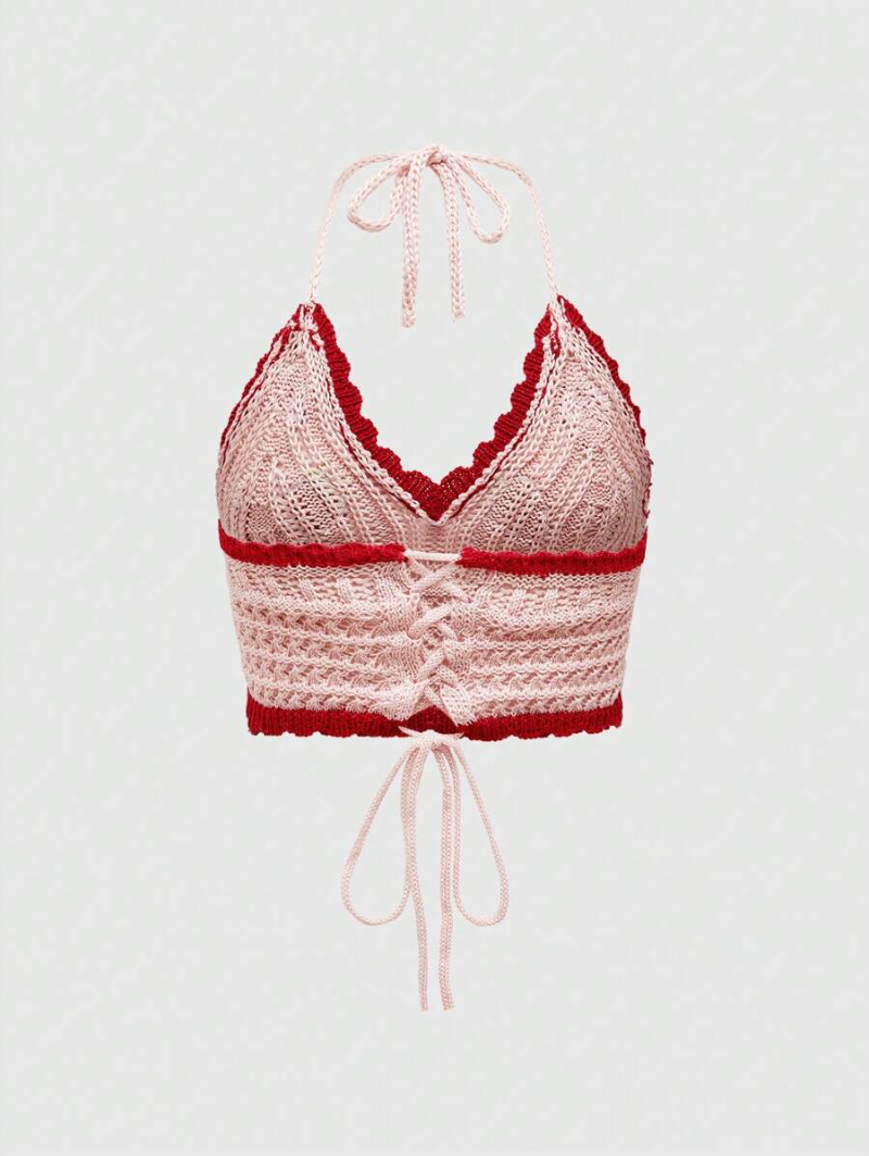 Sweetness Crocheted Cute Strawberry Neck-Hanging Woolen Sweater