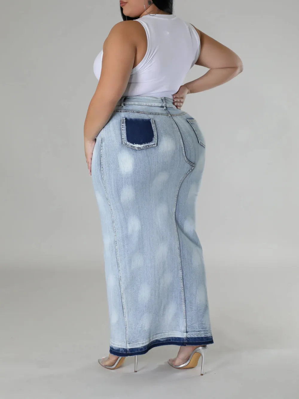 Plus-Size Fashion Women'S Denim Wrap Hip Skirt