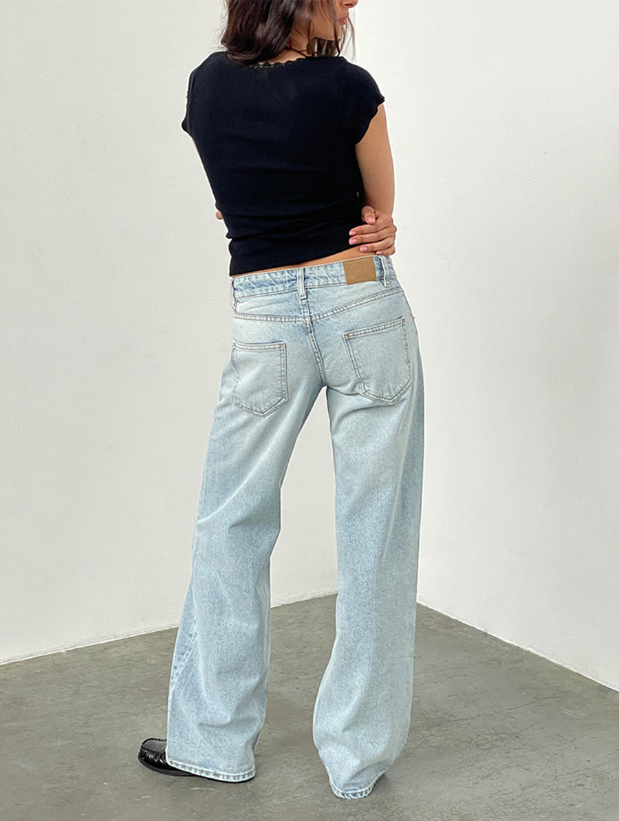 Extreme Light Wash Blue Low Rise Parallel Jeans