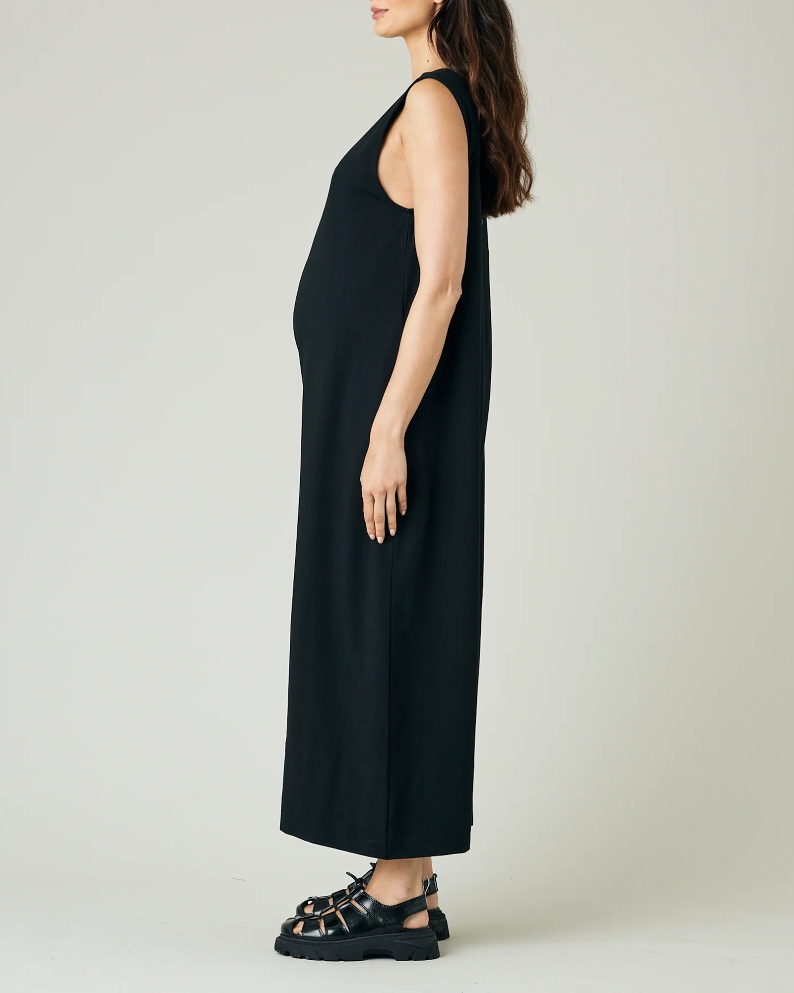 BLACK COTTON JERSEY JUMPSUIT