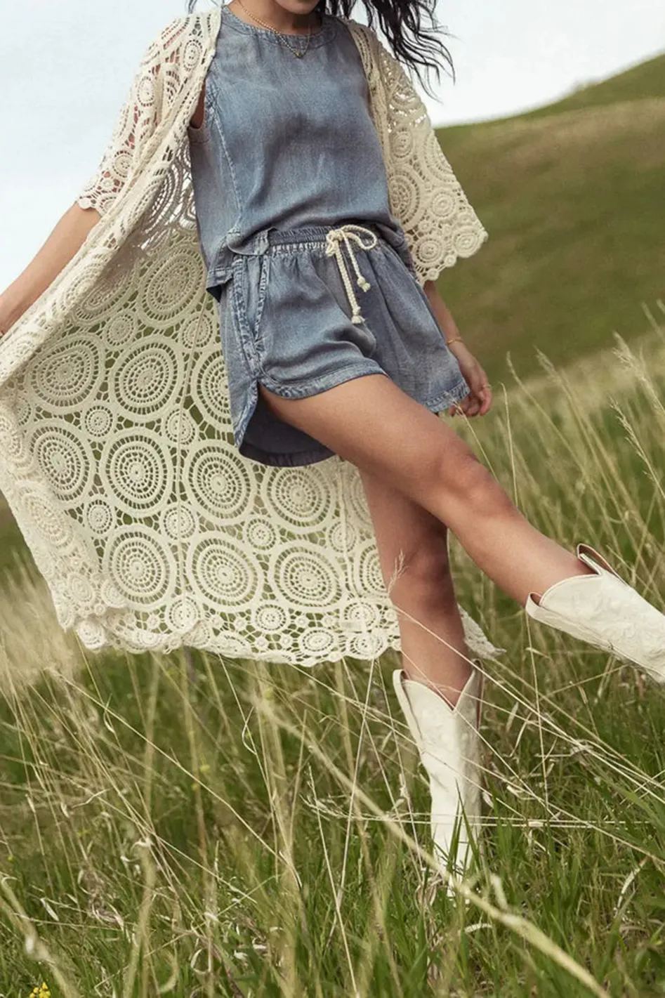 RINA CROCHETED KIMONO IN IVORY