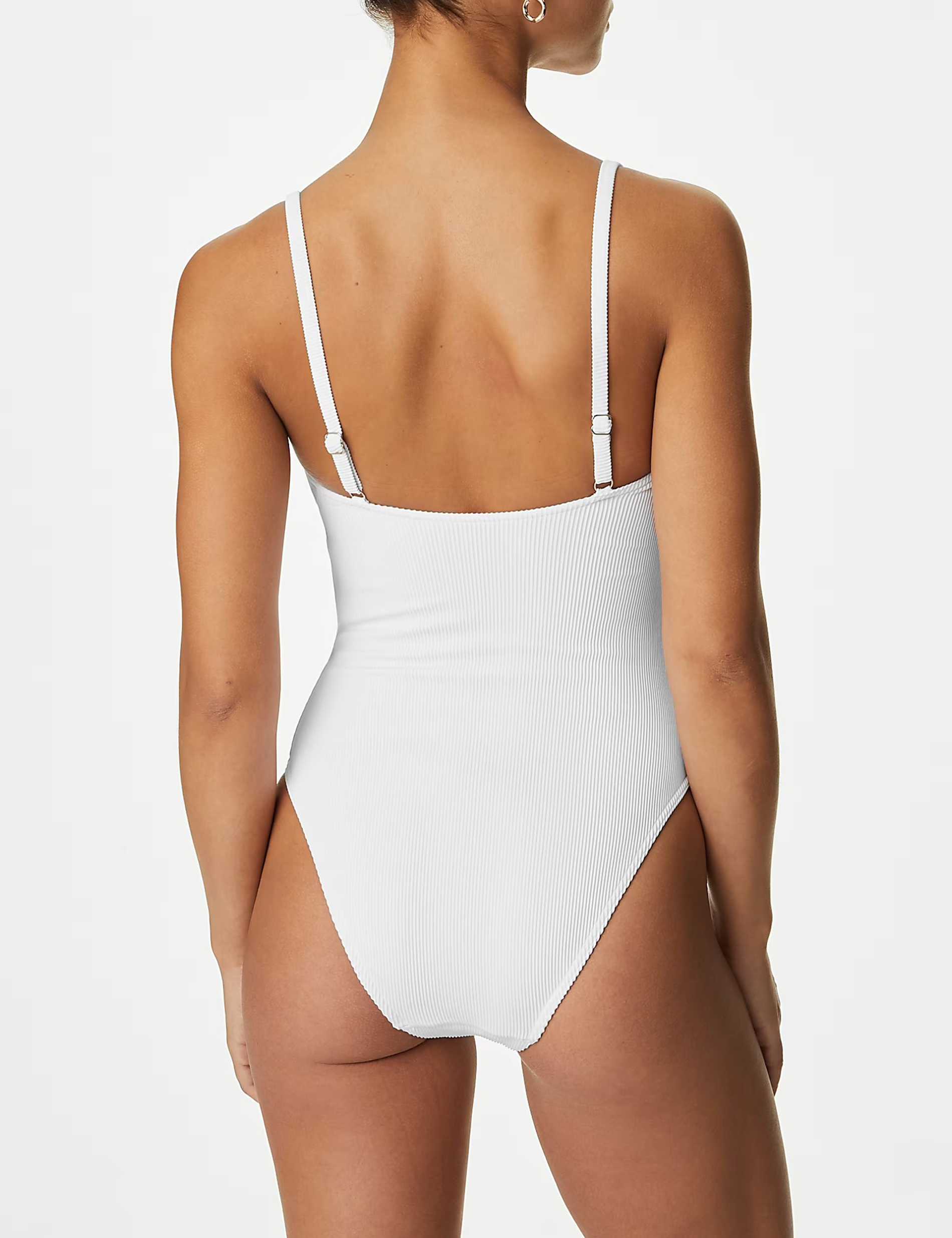 Tummy Control Ribbed Padded V-Neck Swimsuit