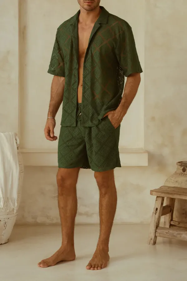 GREEN DEEP V-NECK TULUM SET