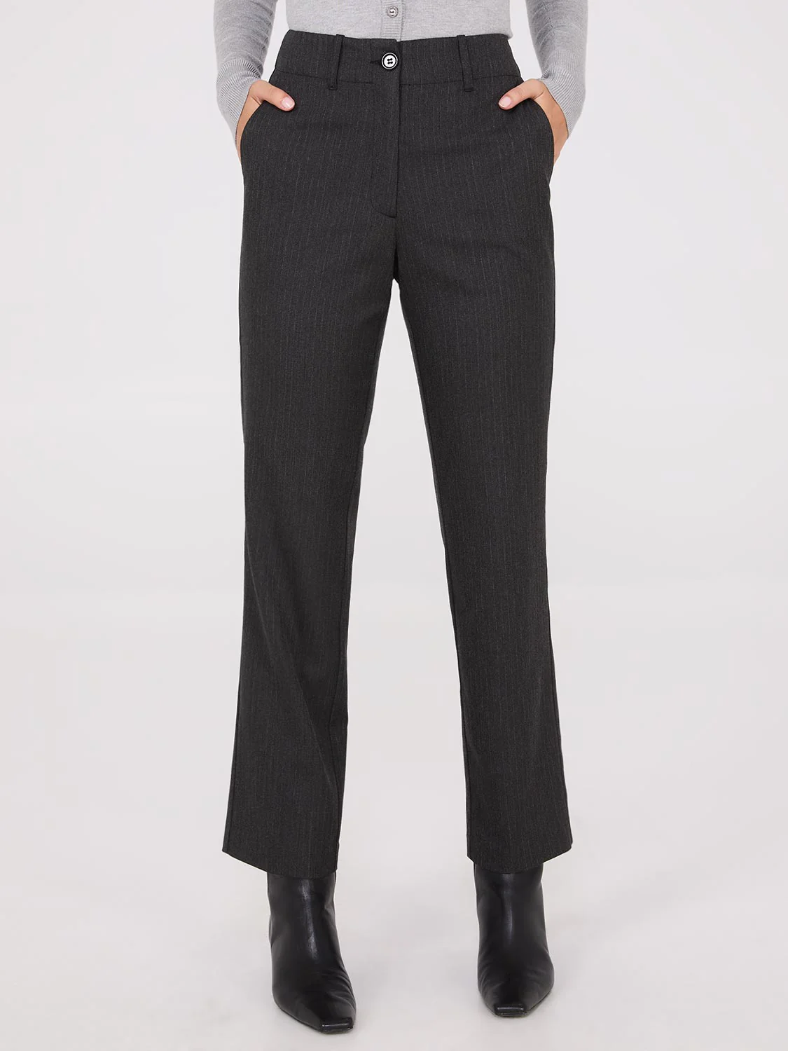 Herringbone Straight Leg Pants