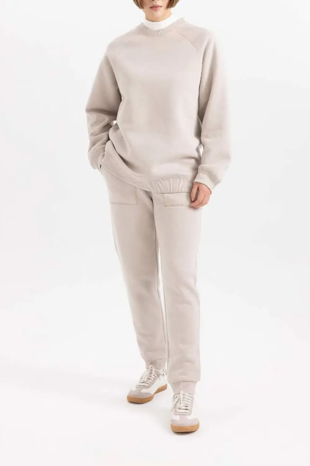 Jogger High Waist Thick Sweatshirt Fabric Trousers