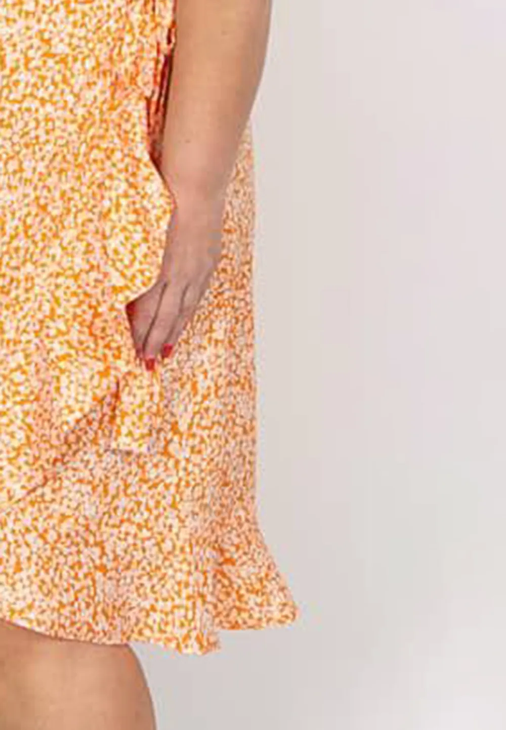 Orange Ditsy Wrap Dress