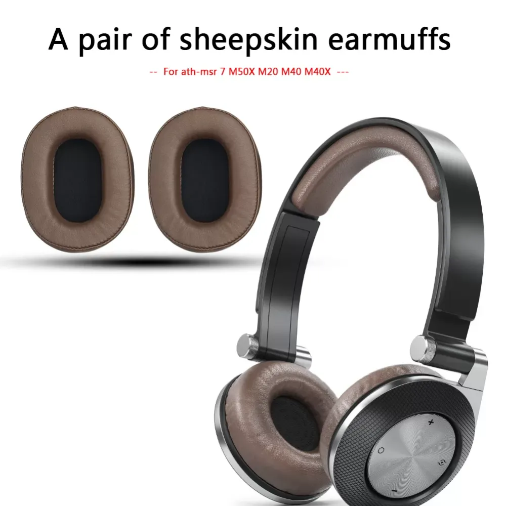 Sheepskin Ear Cushions Pads for Adio Technica ATH MSR7 M50x M20 M40 M40x Soft and Durable Earphone Case