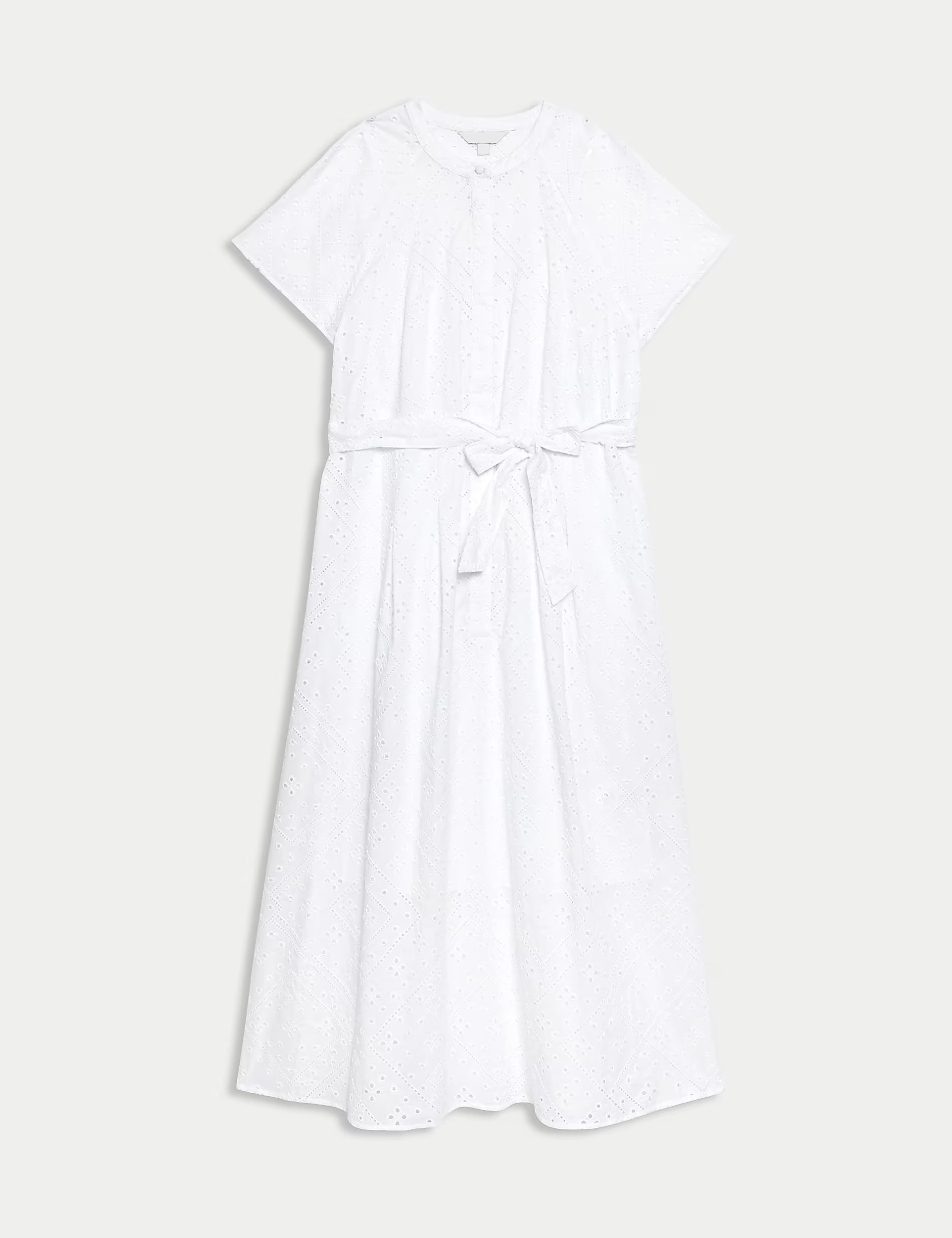 Pure Cotton Broderie Midaxi Shirt Dress