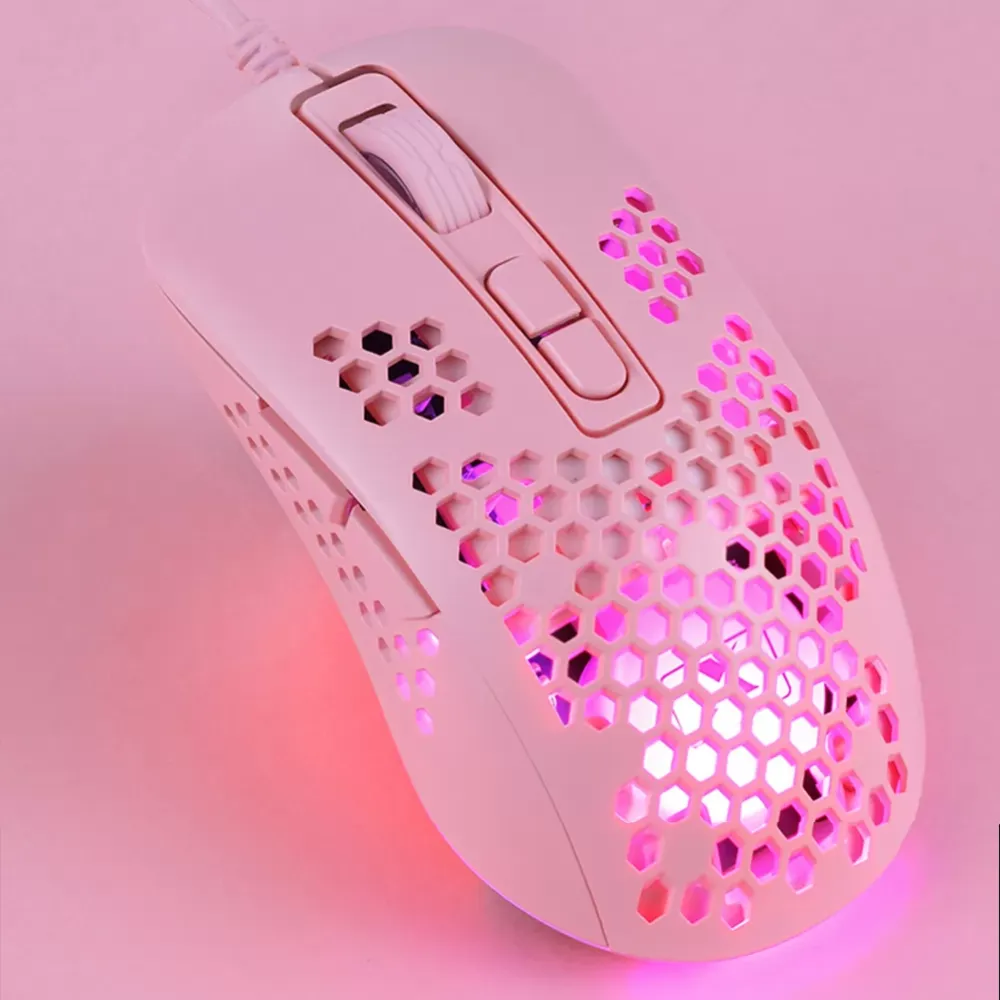 Ergonomically designed 2400dpi adjustable hollowed out cable E-sports game mouse, RGB 7-color breathing lamp For PC Laptop