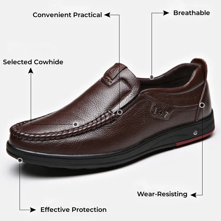 ⏰Promotion - 50% OFF🔥Men's Genuine Leather Soft Insole Casual Business Slip On Loafers