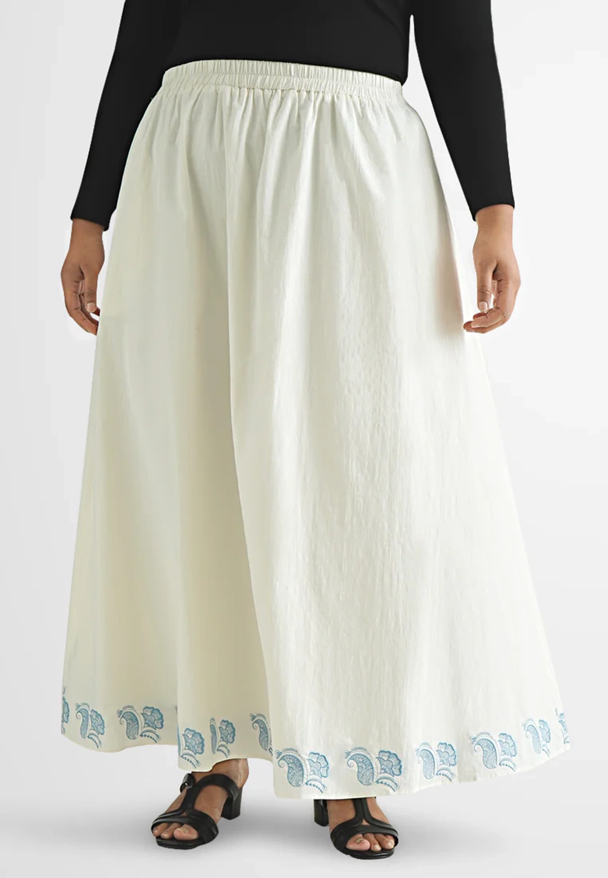 A-line Embroidery Long Skirt