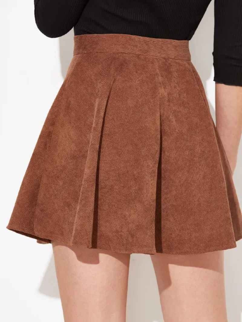 Button Up Flare Corduroy Skirt