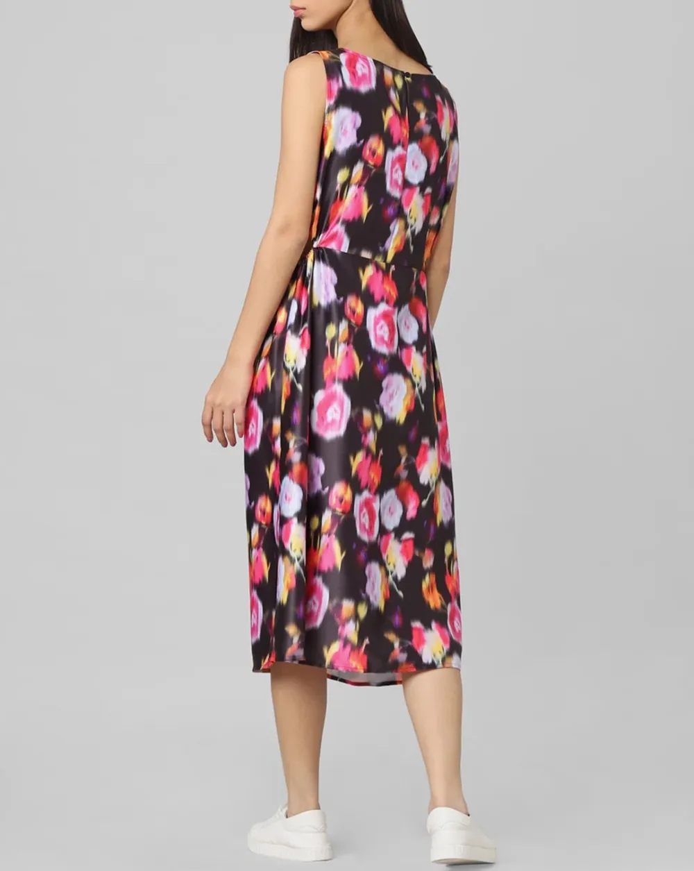 Black Floral Cut-Out Midi Dress