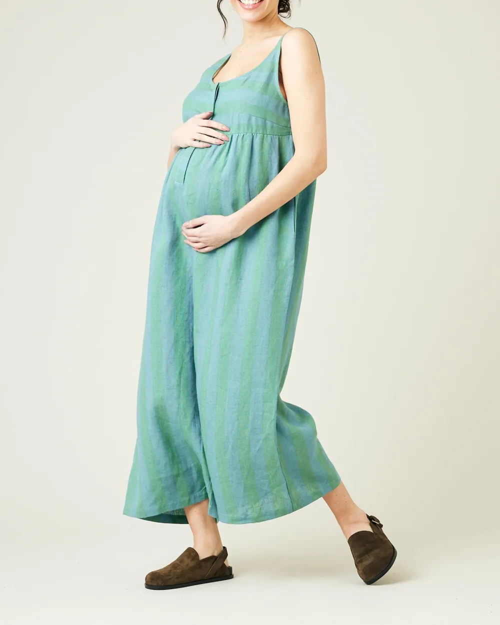 OCEAN STRIPE LINEN JUMPSUIT