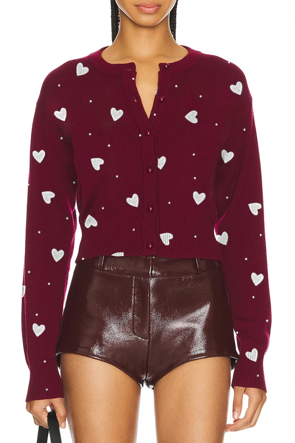 Love Embroidery Maroon Cardigan