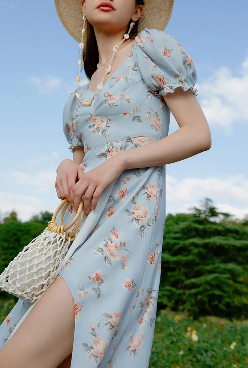 Medora Dress - Blue Floral