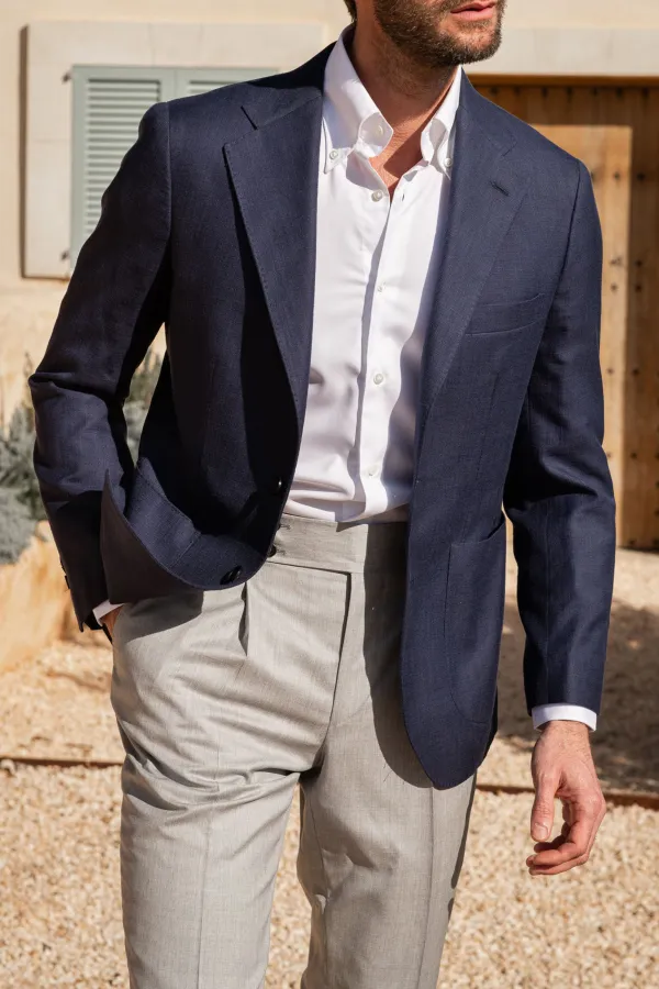 Blue Jacket In Loro Piana Fabric