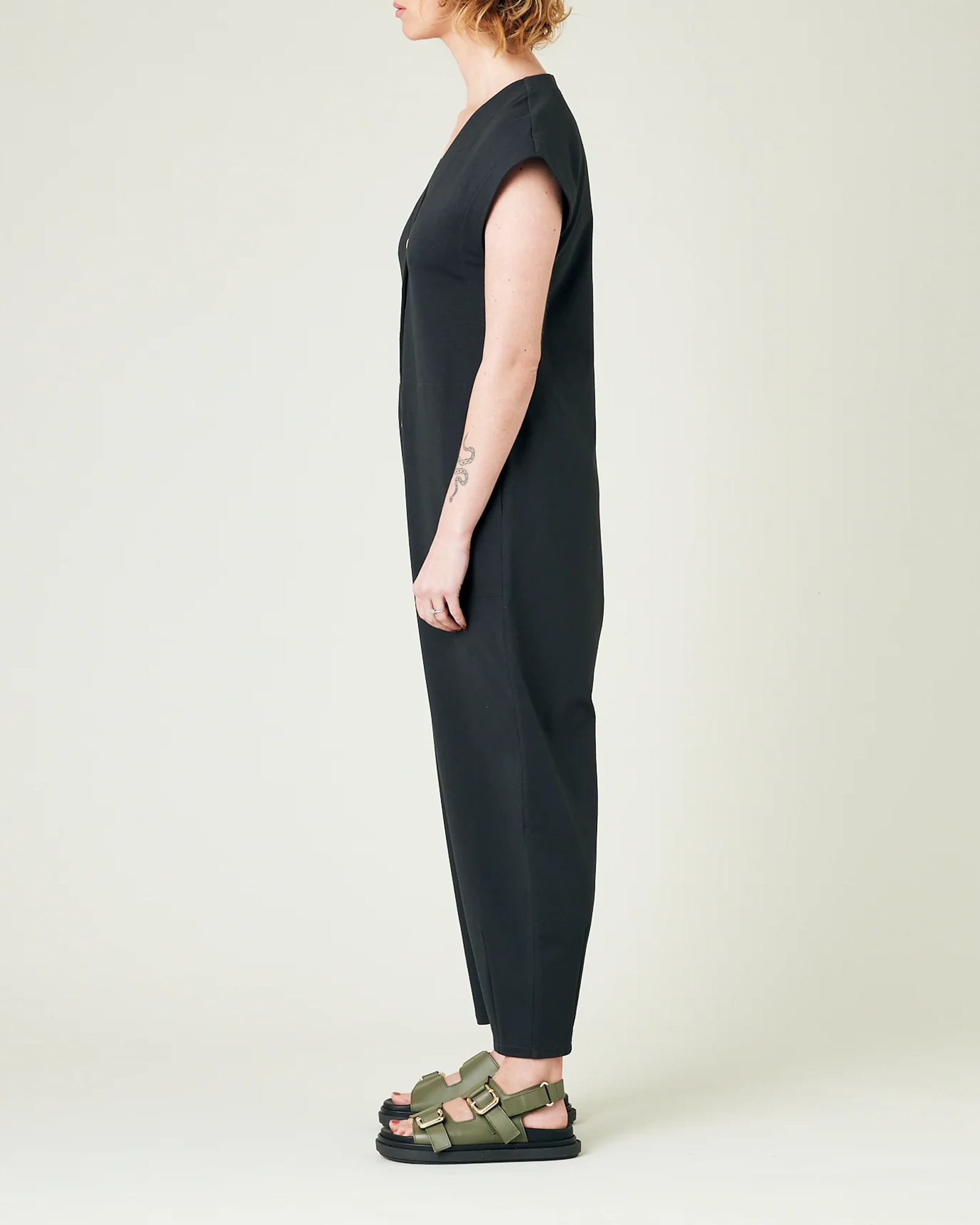 SLATE COTTON JERSEY JUMPSUIT