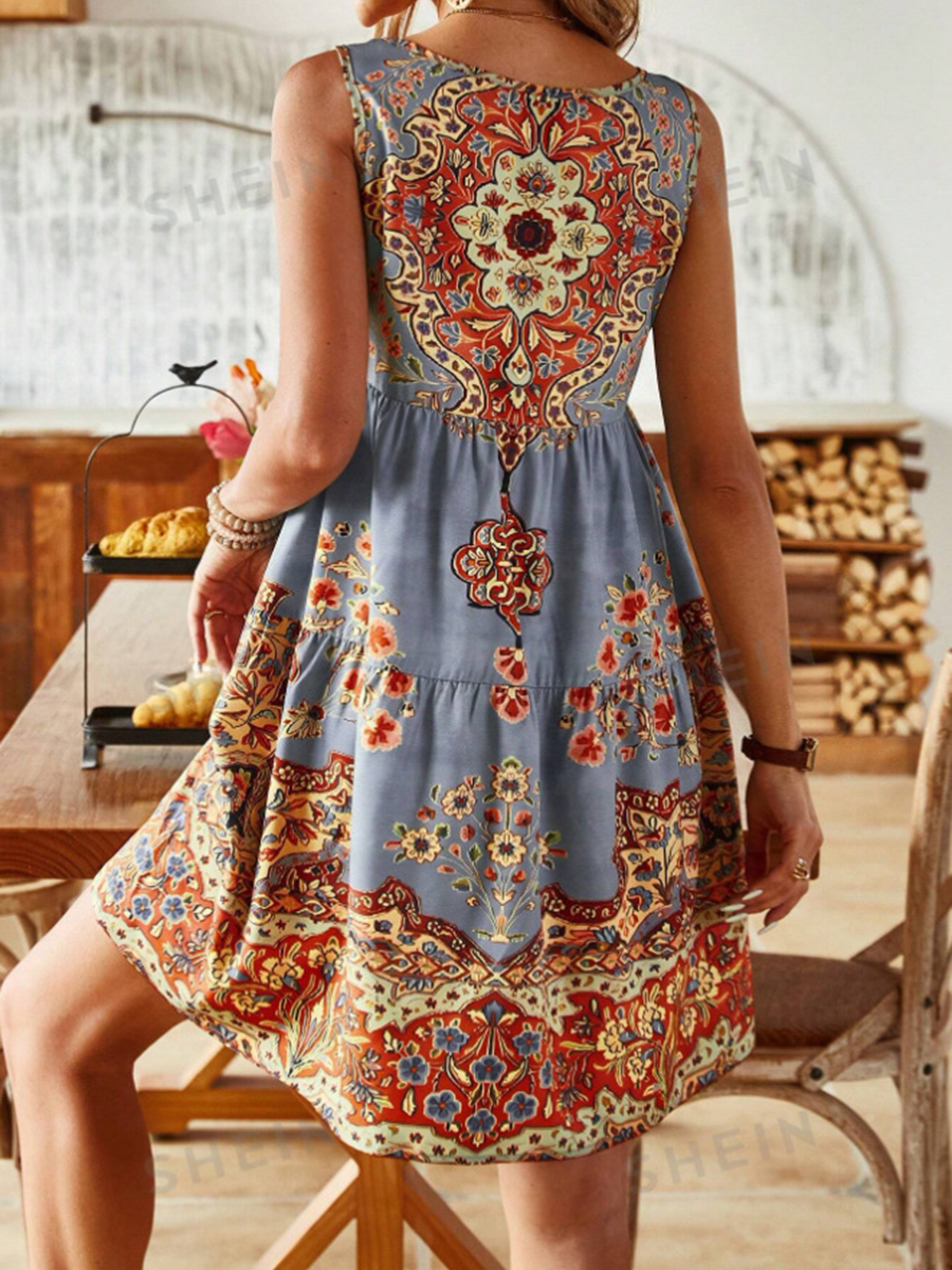 Sleeveless Printed Fashion Dress