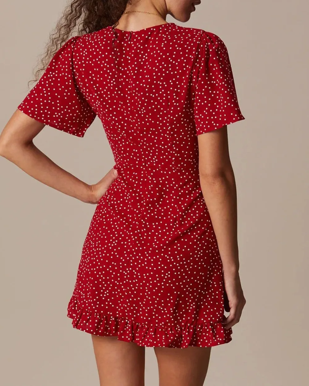 Red Resort Puff Sleeve Dress