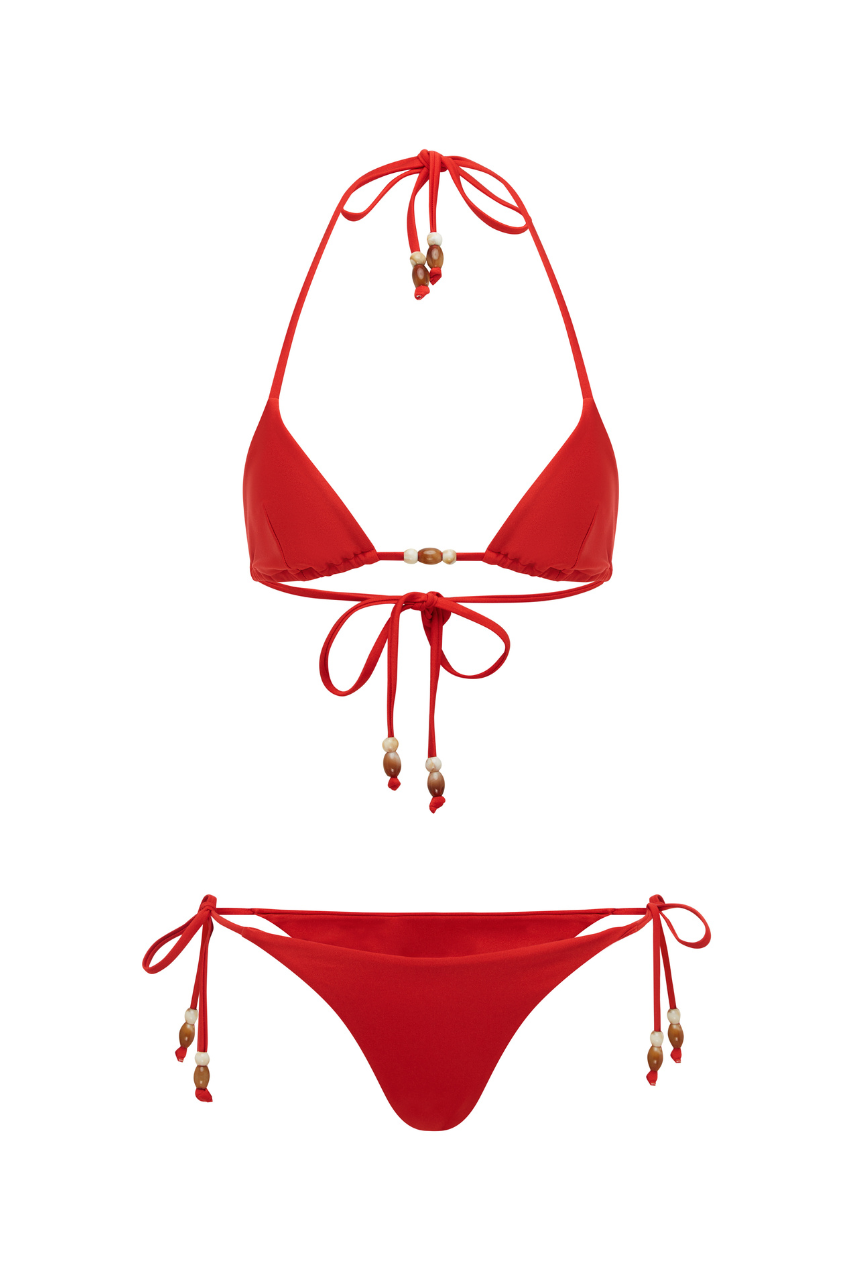 Red halterneck sexy swimsuit