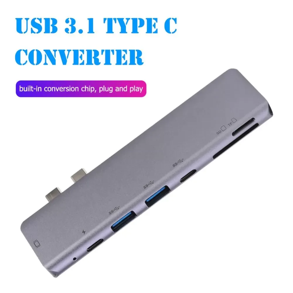 Portable Type C Converter Built-In Conversion Chip Plug and Play HDMI USB C USB3.0 TF Camera Memory Card Reader Adapter