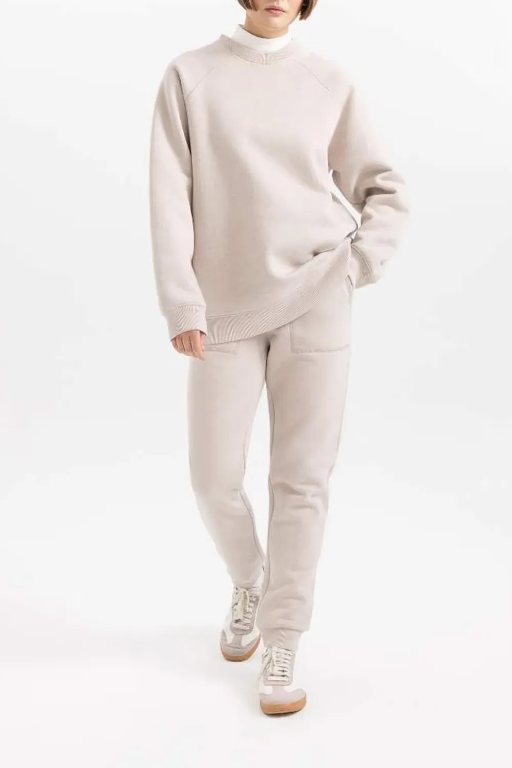 Jogger High Waist Thick Sweatshirt Fabric Trousers