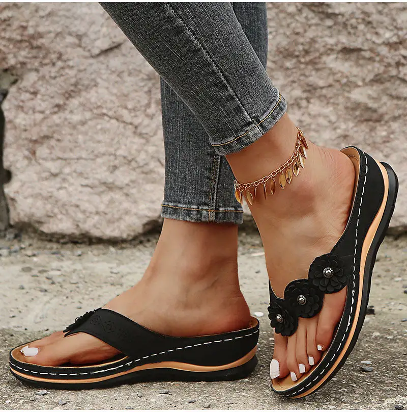 Sandals with Arch Support Anti-Slip wedges Sandal Vintage Flip Flop comfortable slippers Casual Wedge flat Sandals Shoes